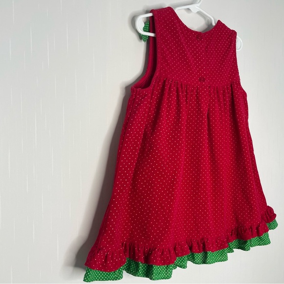Rare Too Girls Red Corduroy Holiday Jumper Polkadots Ruffle Bows Candy Canes 4T - Picture 7 of 11